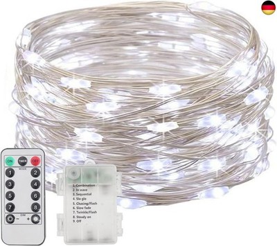 EXTRASTAR Led Lichterkette Batterie,10M 100LED Wasserdicht Lichterkette,8 Modi