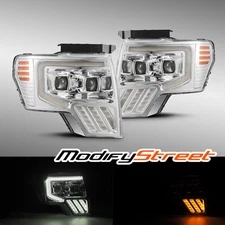For 2009-2014 Ford F150 PRO-Series Halogen Dual Projector DRL Chrome Headlights