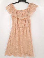 Ci Sono Maxi Dress Womens Adult Size Large Color Beige Ruffled Lace Short Casual