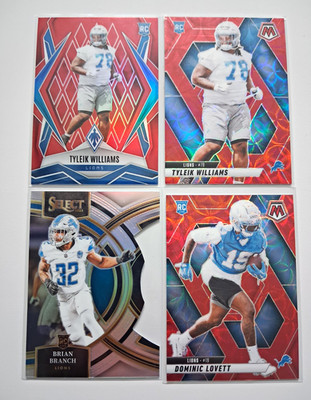Lions Rookie Lot (4) Tyleik Williams/99, Brian Branch, Lovett Mosaic/Select