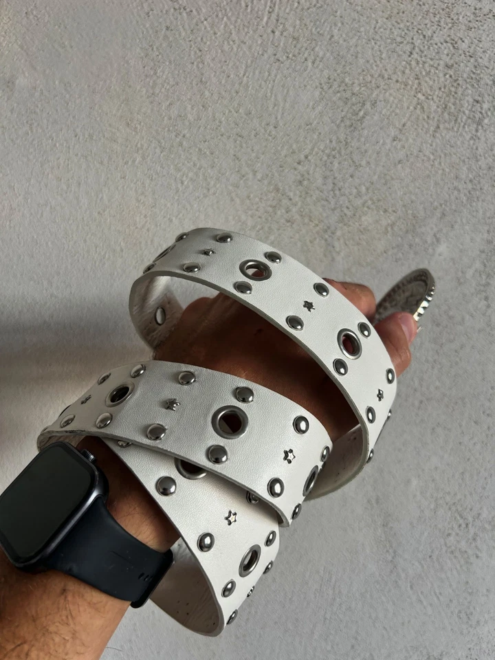 Cinturón de cuero vintage Y2K Streetwear estilo histérico japonés ropa de calle años 90 Foto 4 de 4