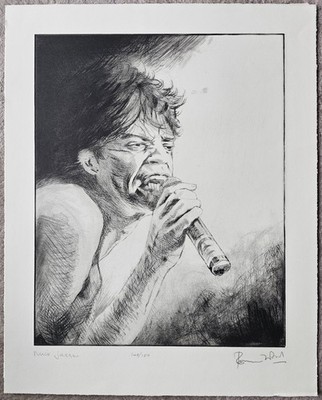 Ronnie Holz Mick Jagger Handsigniert Rolling Stones Suite I '88 Musik Retro Art