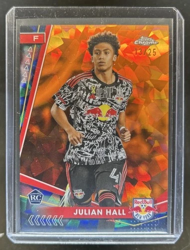 2024-25 Topps Chrome Sapphire Edition MLS Julian Hall RC Orange #/25 Red Bulls