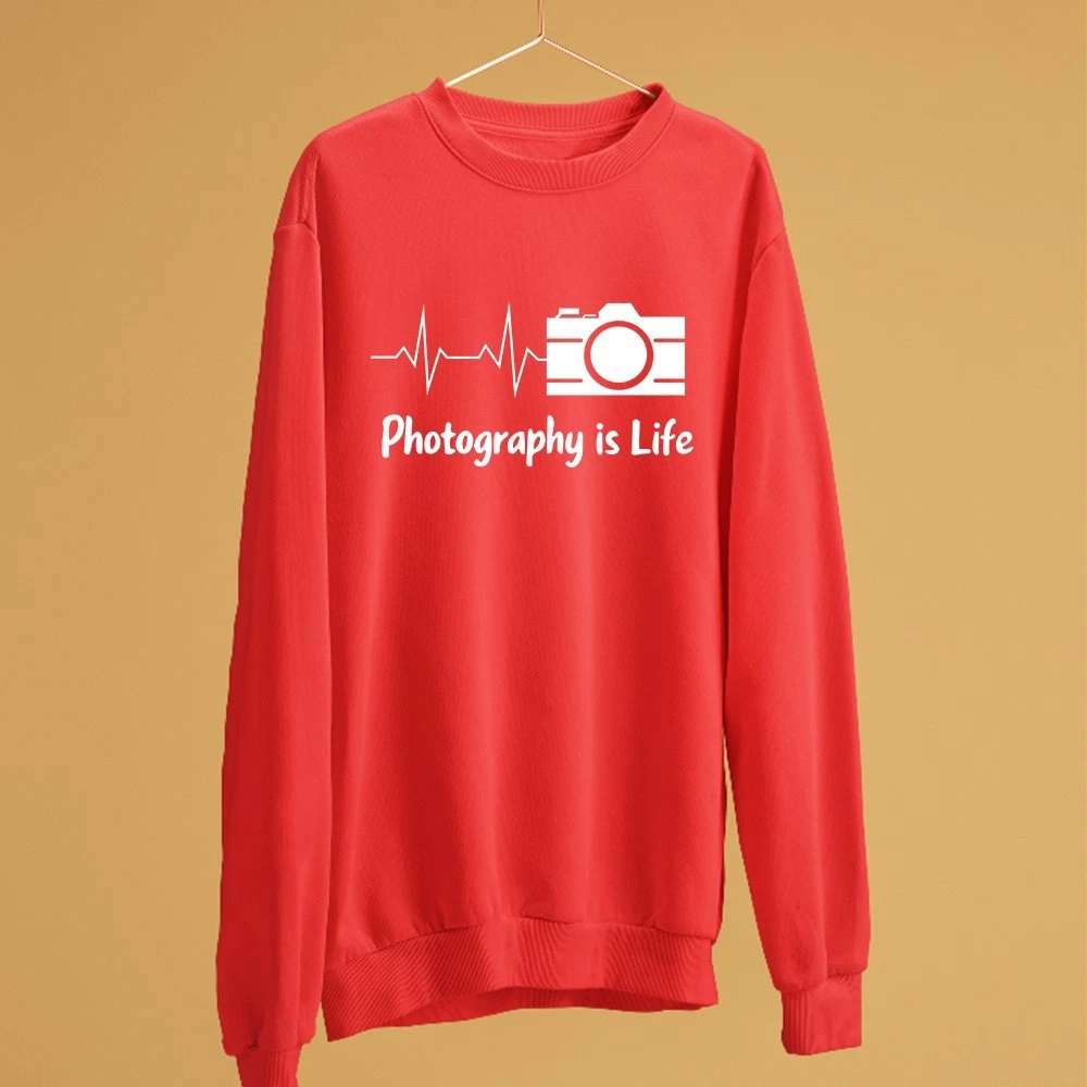 Camera Photography Is Life Sweatshirt Lifestyle Travel Photographer Gift