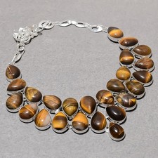 Tiger's Eye Pear Shape Gemstone Handmade Fashion Jewelry Necklace 18" SR 7109