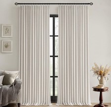 MIULEE Natural Pinch Pleated 100 Blackout Linen Curtains 90 Inch Length 2 Panel