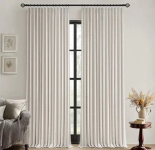 MIULEE Natural Pinch Pleated 100% Blackout Linen Curtains 90 Inch Length 2 Panel