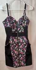 Women's Junior's Guess Size 5 Stretch - Black Floral Adj Straps Sleeveless Dress
