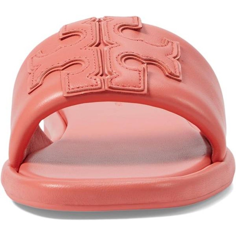 Tory Burch Double T Sport Leather Slide Coral Crush 160910 US 6 NEW Orange Luxe thumbnail 4