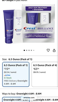 Crest 3D White Brilliance 2-Step Whitening Kit Daily Gum Treatment 6.3 oz