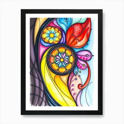 Glasmalerei 1 Kunstdruck gerahmt Wandbild Poster Leinwanddruck Bild