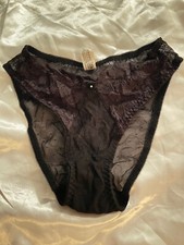 Today/Tonight Vintage Sheer Floral Stretch Lace High Cut Bikini USA Sz S