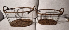 2 Baskets Chicken Wire & Twig Basket Large 18.5"  & Small 16"  Nesting