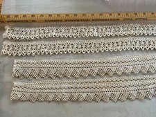 2 sets crocheted pillowcase edging vint 20" 21.5  40"  43"  1.5"  2"deep sew