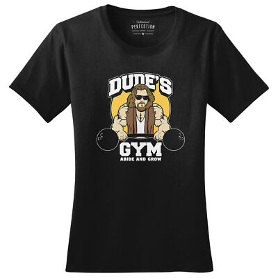 The Dude's Gym Abide Grow Fitness Funny T Shirts for Women - Main Image