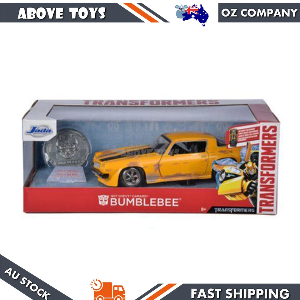 Jada 1:24 1977 Chevy Camaro Transformers Bumblebee & Collectible Coin Car Model - Image 2 of 3