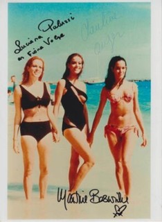 THUNDERBALL GIRLS RARE TRIPLE SIGNED 007 JAMES BOND AUTHENTIC CAST AUTOGRAPH