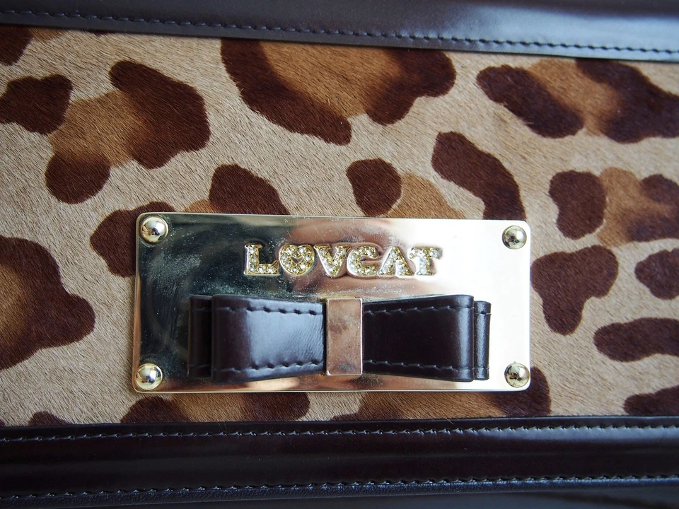 Bolso sin asas LOVCAT Paris charol pelo de pony marrón Foto 2 de 4