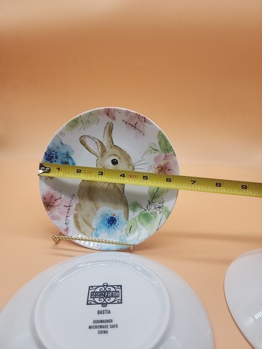 4 Bastia 222 Fifth Spring Easter Bunny Rabbit Plates 6 3/8” Appetizer Dessert - Picture 8 of 8