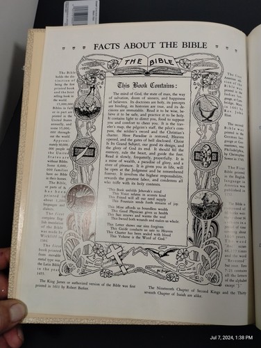 1965 Holy Bible Standard Reference Bible Blue Ribbon Edition Hertel Red Letter - Picture 15 of 24