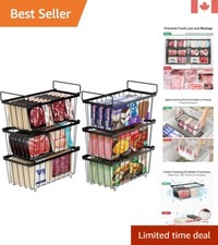 6-Pack Stackable Freezer Organizer Bins for Efficient Food Storage