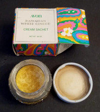 Avon Hawaiian White Ginger Cream Sachet Glass Jar VTG Dried Product Original Box
