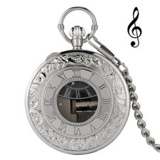 Steampunk Playing Music Quartz Pocket Watch for Men Women Pendant Chain Xmas