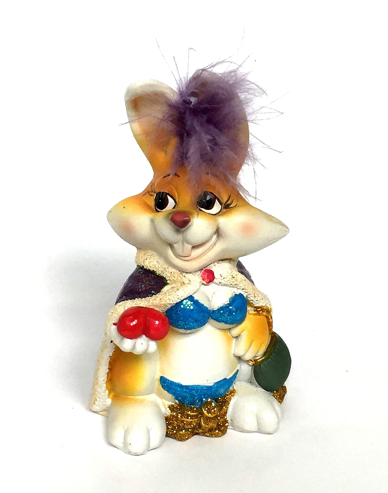 Rich Lady with Heart Bunny Figurine