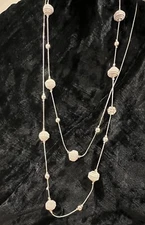 Charming Charlie CC Silver Tone Spiral Ball Crystal 36" Necklace