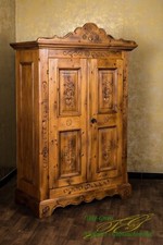 Voglauer Armoire À Linge Antique Marron Année 1600 Massif Vintage