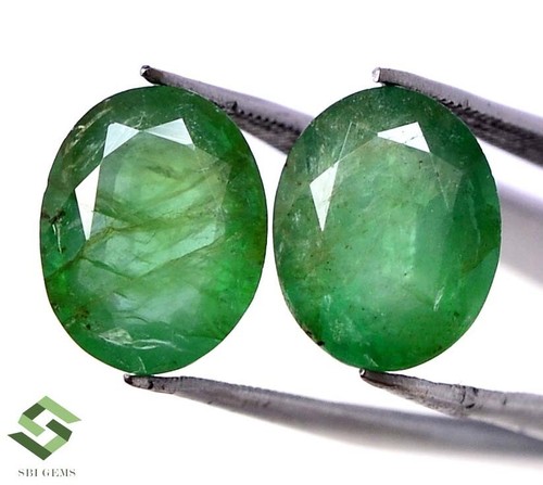 10x8 mm Certified Natural Emerald Oval Cut Pair 4.77 CTS Untreated Loose Gems - Picture 3 of 6