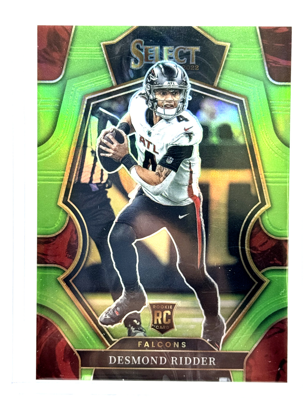 2022 Panini Select Desmond Ridder Premier Level Neon Green Prizm Rookie 12/49