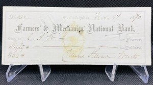 1870 Farmers & Mechanics National Bank Philadelphia Check: $60 - Civil War Era