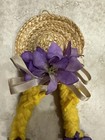 Vintage Cowboy Straw Sun Hat Blonde Braids Door Decor Bathroom Girls Goody Clip — photo 3