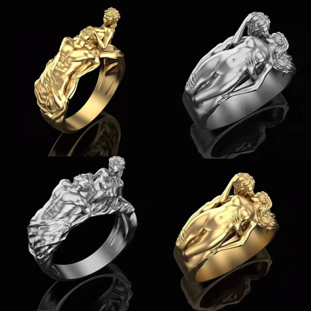 Fashion Men And Women Gold And Silver Love Rings Falling In Love Couple Ri^PP