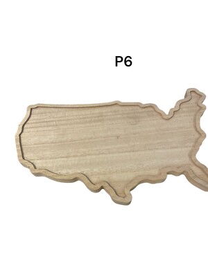 NEW 2 HORIZON UNITED STATES SHAPED WOOD TRAYS SERVER ART CRAFT PROJECT MOSAIC