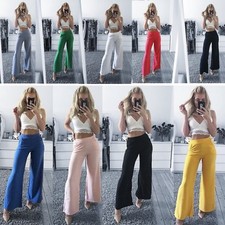 Damen Hose Abgefackelt Sommer Marlene-Hose Palazzo weitem Bein Business Hose NEU