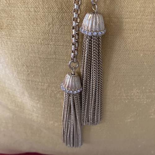 J. CREW Lariat Halskette glänzend Gold PL Doppelquasten LANGE Kette - Bild 3 von 7
