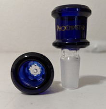 Tazón deslizante de pantalla de vidrio grueso de 14 mm macho para bong de pipa de agua (1 - UNO) azul