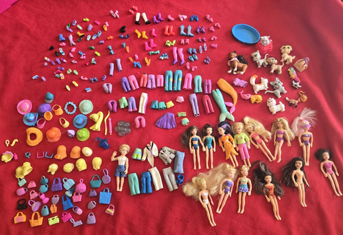 Polly Pockets Lot with Dolls Pets Hats Bags Shoes Clothes