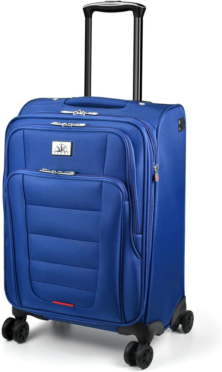 Expandable Carry-On Luggage with Spinner Wheels, 22 Inch Softside Suitcase with-image