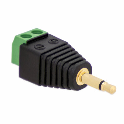 Klinken Stecker 3,5 mm Adapter > Terminal Block 2-Pin Schraub Klemmen Vergoldet