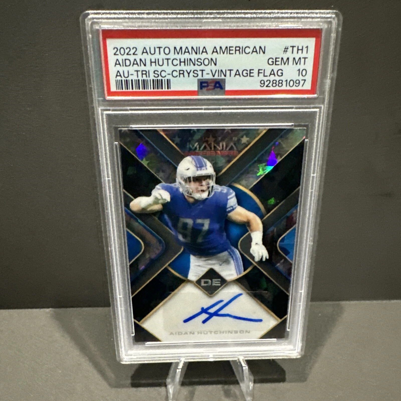 Aidan Hutchinson Wild Card Auto Mania American Football Autographs #TH1 Triangle Scribbles-Rainbow-Digital