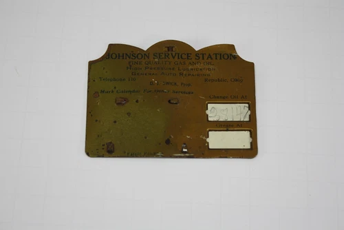 Vintage Auto Accessory Gas Oil Change Reminder Sun Visor Pin, Republic Ohio