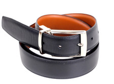 CLASSIC BLACK BROWN REAL LEATHER 1 3/8"Wd RVRSBL CASUAL DRESS BELT Sz 38/95 T51