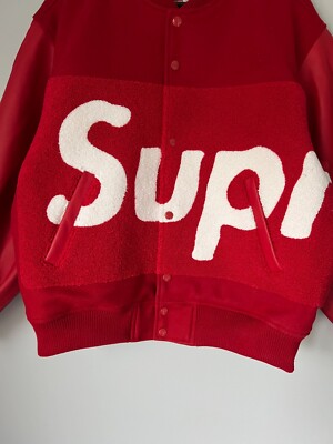 ジャケット・アウター Supreme Big Logo Chenille Varsity Jacket Supreme Big Logo Chenille Varsity Jacket Red Men's - SS24 - US