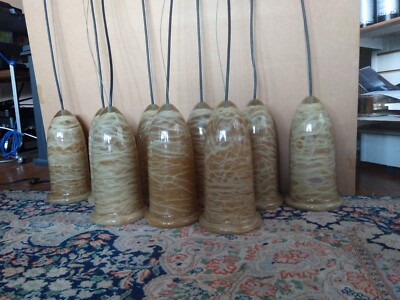 Set of 3 Blown Glass Pendant Hanging Lights From High End Restaurant Bar
