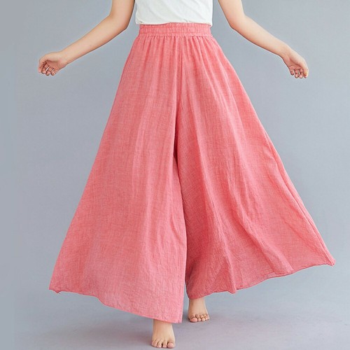 Womens Linen Skirt Like Pants Fairy Wide Leg Loose Trousers Gypsy Hippie - Picture 2 of 23