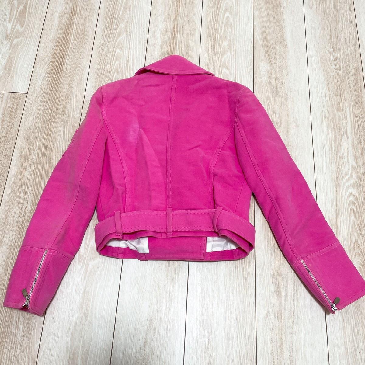 Courreges 21 Vintage Logo 100% Cotton Pink Biker Jacket