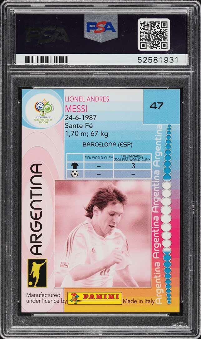 2006 Germany World Cup Rookie Panini Lionel Messi #47 PSA 10 2006 Germany World Cup Rookie Panini Lionel Messi #47 PSA 10